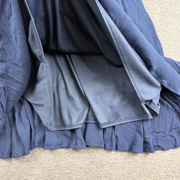 Altar'd State Navy Blue Tie Front Flutter Sleeve Ruffle Mini Dress Womens Medium - Picture 5 of 8